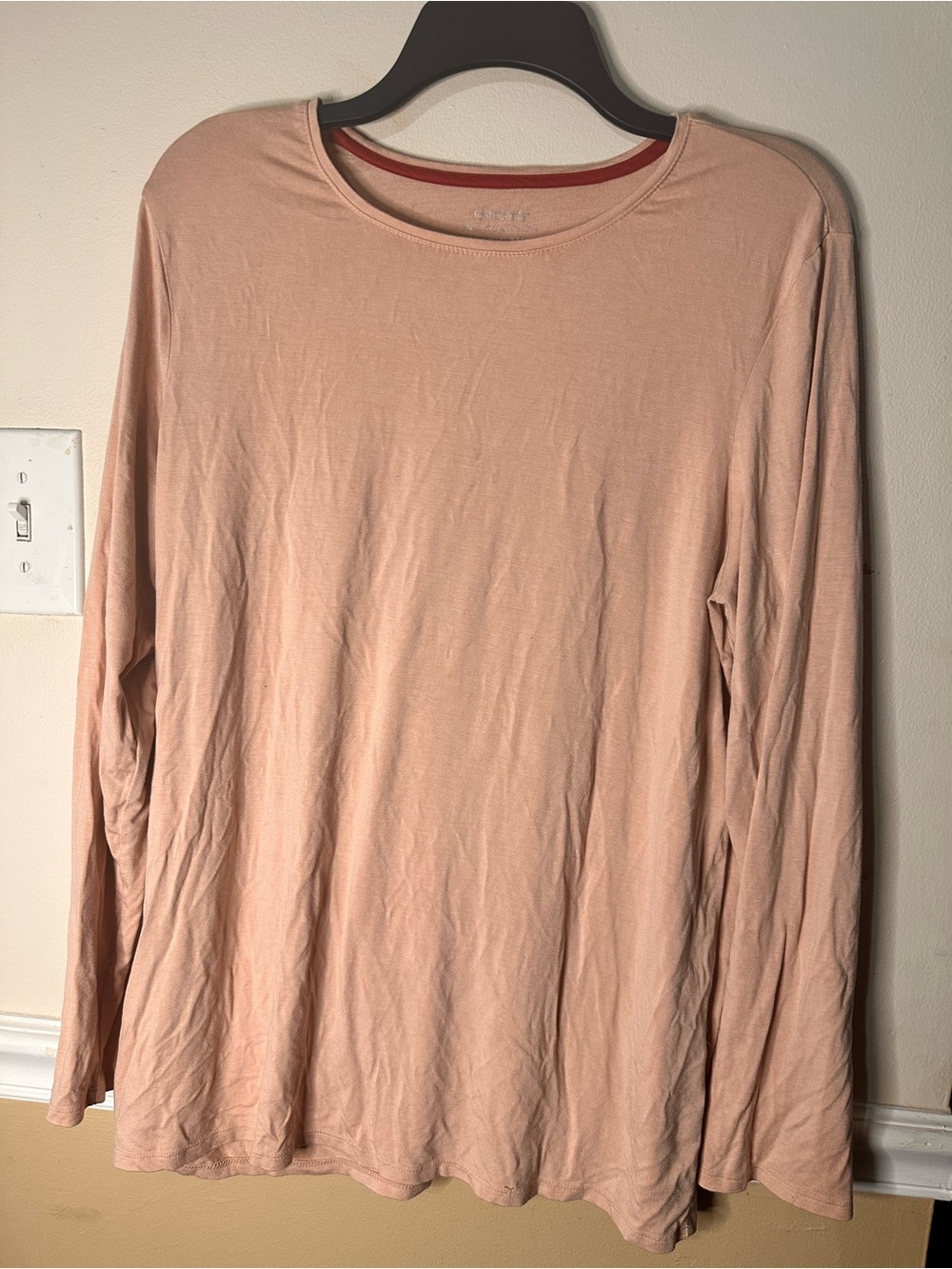 Chico's Long Sleeve Crewneck Top in Dusty Rose